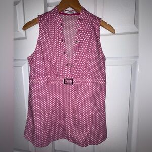 Express Pink and White Polka Dot Blouse